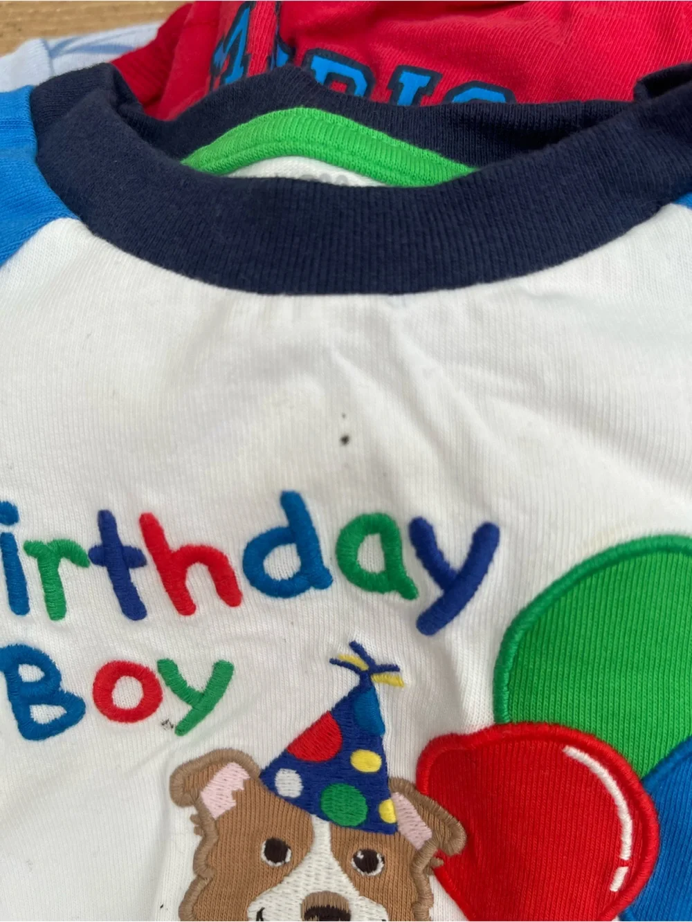 Gymboree Navy, Green, Red and Blue Birthday Boy Kids Top